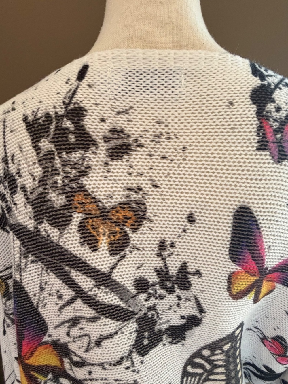 Luisa Ricci Italy Knit hite Butterfly Women's Batwing Sweater, Size Large - Picture 6 of 12